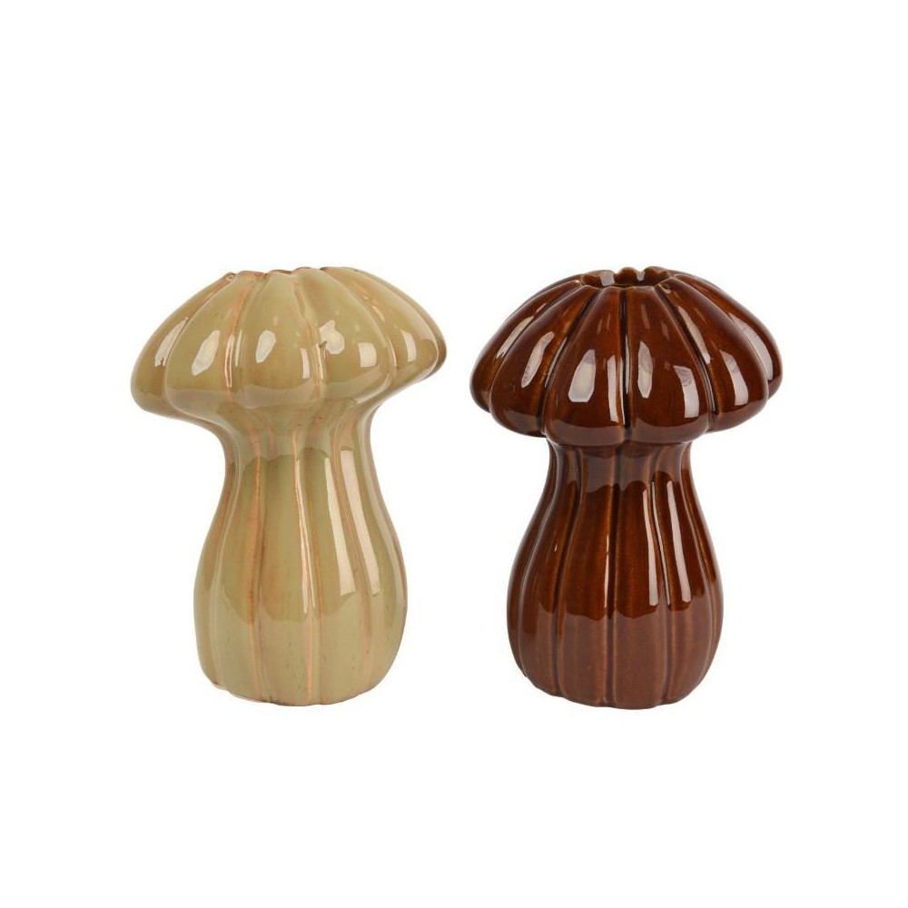 VASO FORMA FUNGO MARRONE GIALLO H.16.5